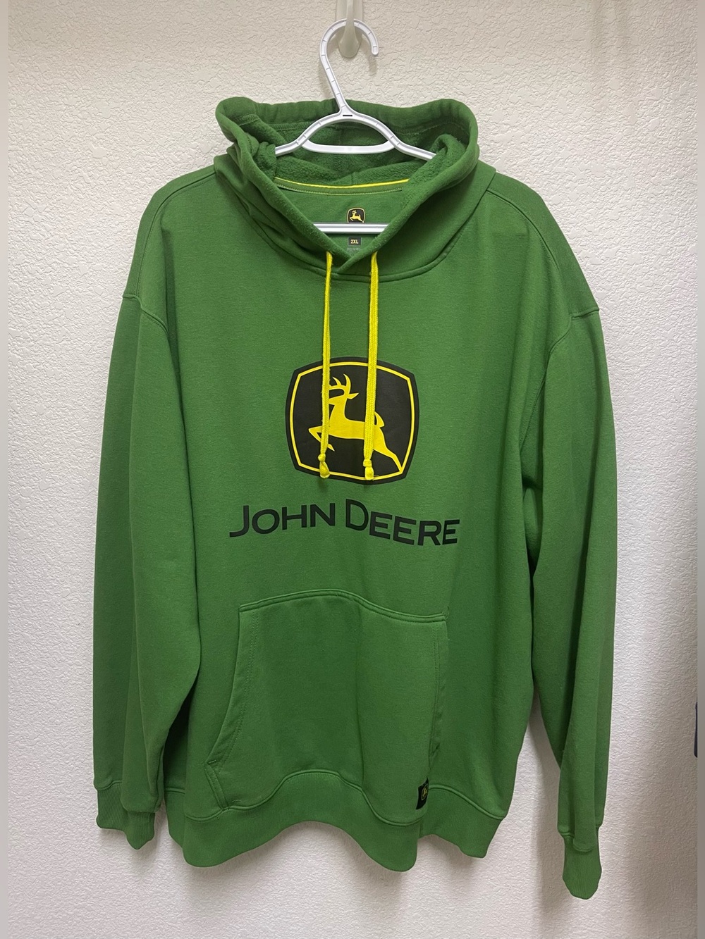 JOHN DEERE Men’s Graphic Logo Fleece Pullover Hoodie Tractors Utility Cart 2XL
